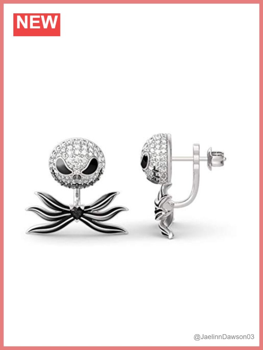 925 Sterling Silver Skull Heart Cut Dangle Earrings Halloween Gift